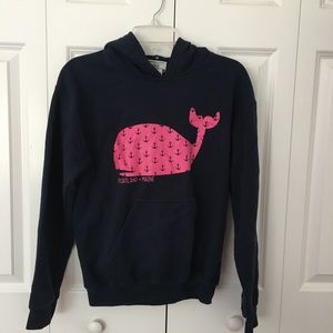 Navy Blue Sweatshirt With Pink Whale Small